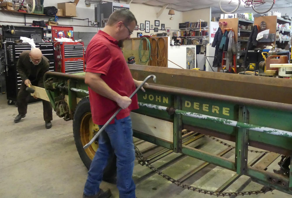Manure spreaders that go through our shop are reconditioned back to working order.  Sometimes 
				that means all new wood floors and/or sides.