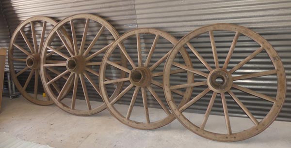 Antique Wooden Wagon Wheel Set, about 100 years old, in excellent shape